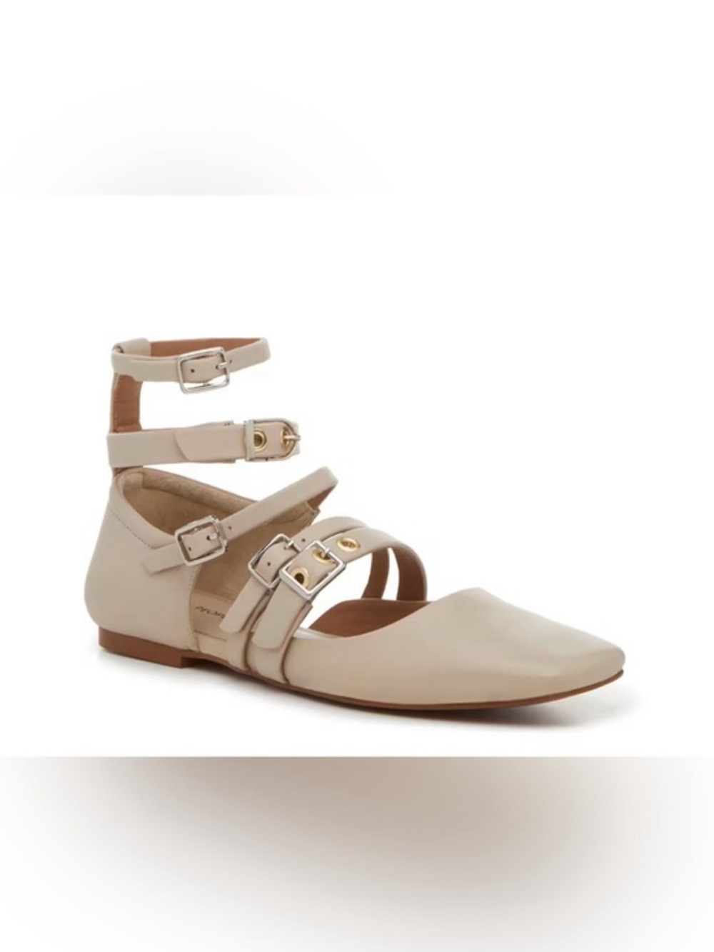 Free People Hart Putty Leather Multi Buckle Mary Jane Flats Sz 8